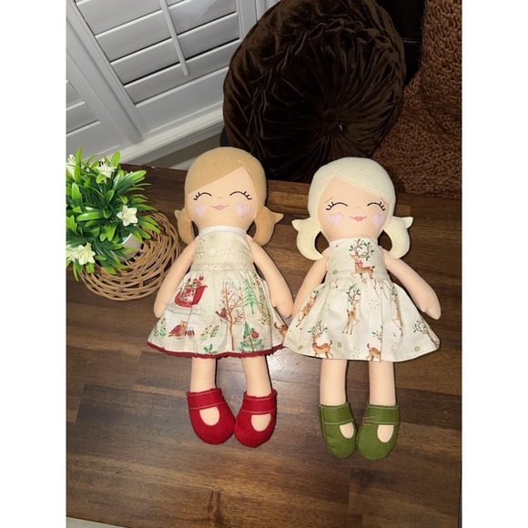 Handmade Soft Dolls Holiday Outfits Blonde And Brunette Unique